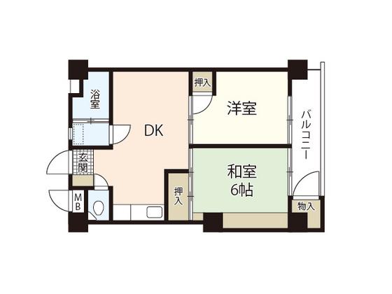 第2間ビル(2DK/2階)の間取り写真