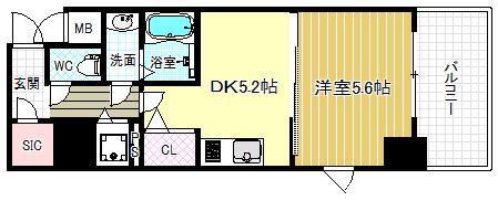 アクロス福島アーバンヒルズ(1DK/6階)の間取り写真