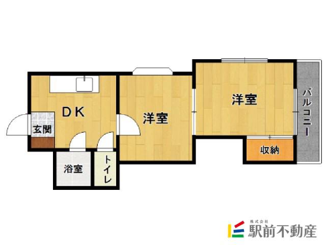 ビレッジサンサン(2DK/4階)の間取り写真