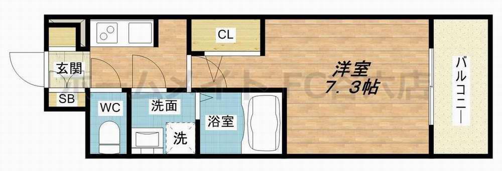 LA DOUCEUR西天満(1K/2階)の間取り写真