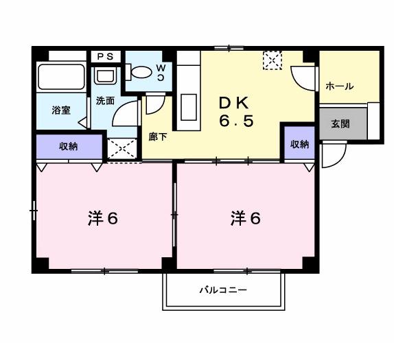 プラシード(2DK/1階)の間取り写真