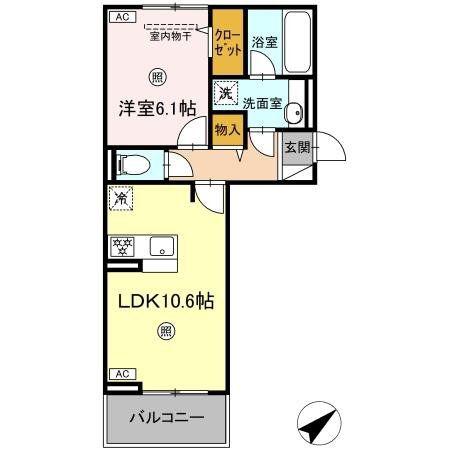 NEST PIECE 原町(1LDK/3階)の間取り写真