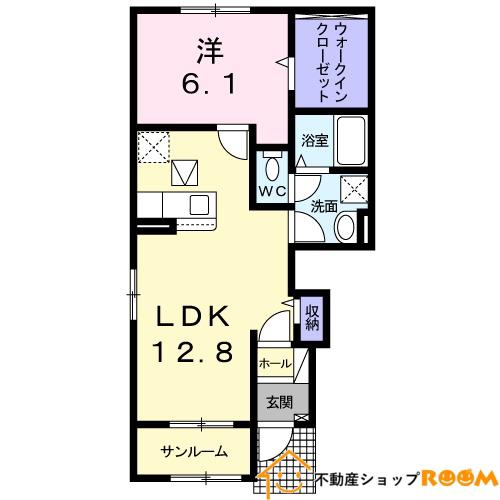 モーニング グローリー(1LDK/1階)の間取り写真