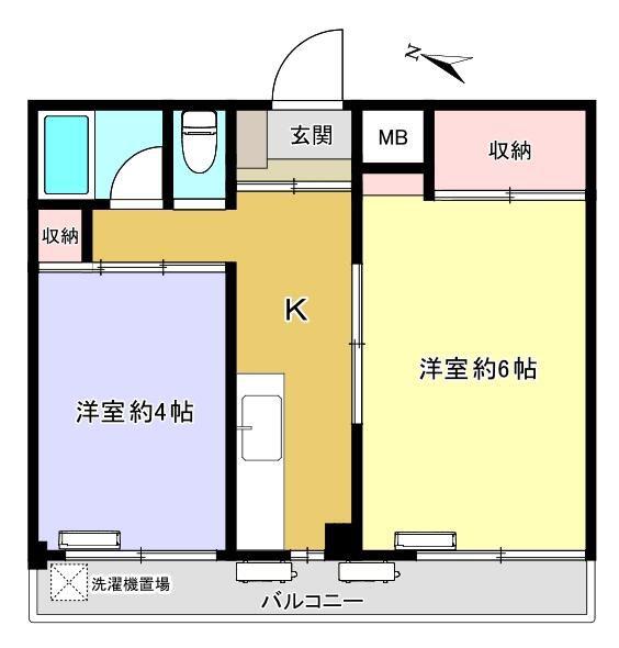 彦田ビル(2K/2階)の間取り写真