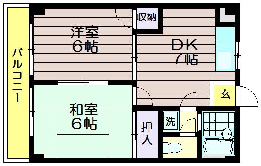 烏山エイトハウス(2DK/2階)の間取り写真