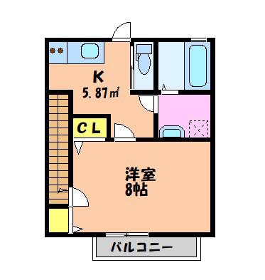 ALIVIO(1K/2階)の間取り写真