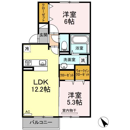 ROSSO(2LDK/2階)の間取り写真