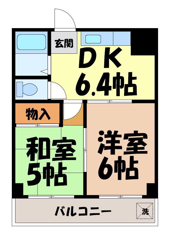ヴィラ南山(2DK/2階)の間取り写真