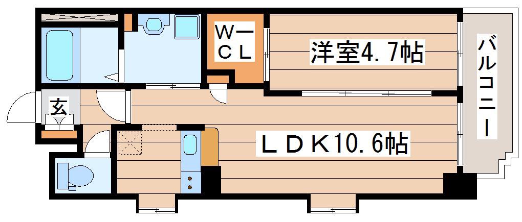 CAMELLIAガーデン八幡(1LDK/3階)の間取り写真