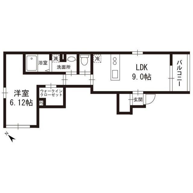 URBAN SKY 北千住(1LDK/1階)の間取り写真
