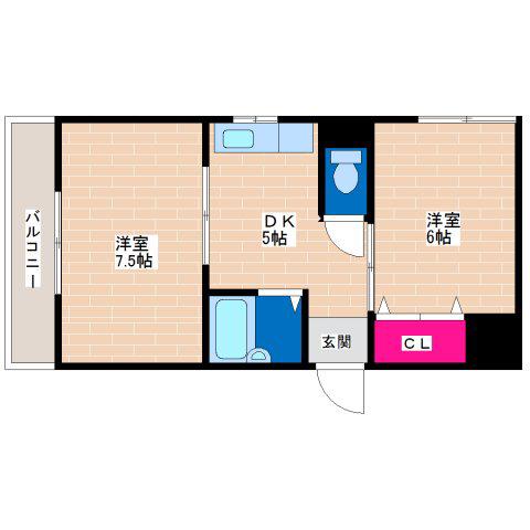 LIVE SPACE 平野(2DK/3階)の間取り写真