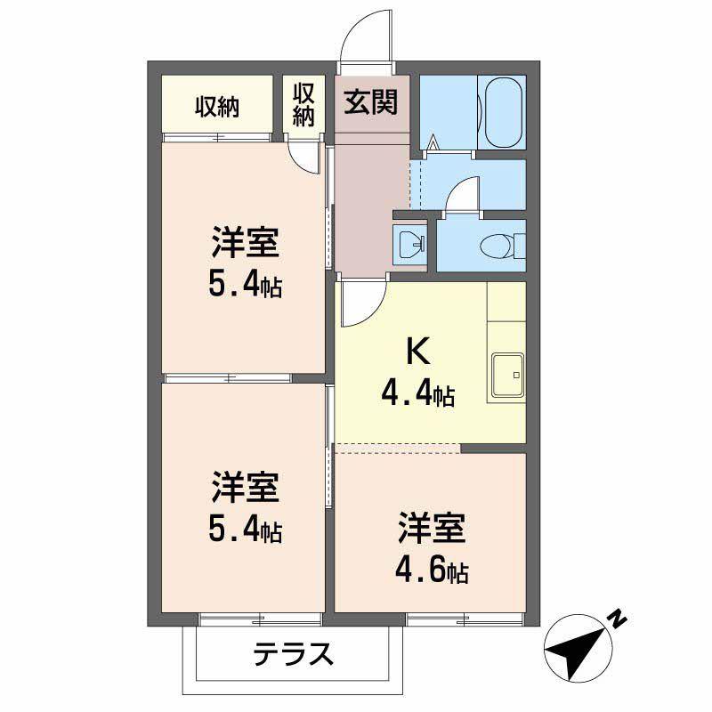フレグランス西大池(3K/1階)の間取り写真