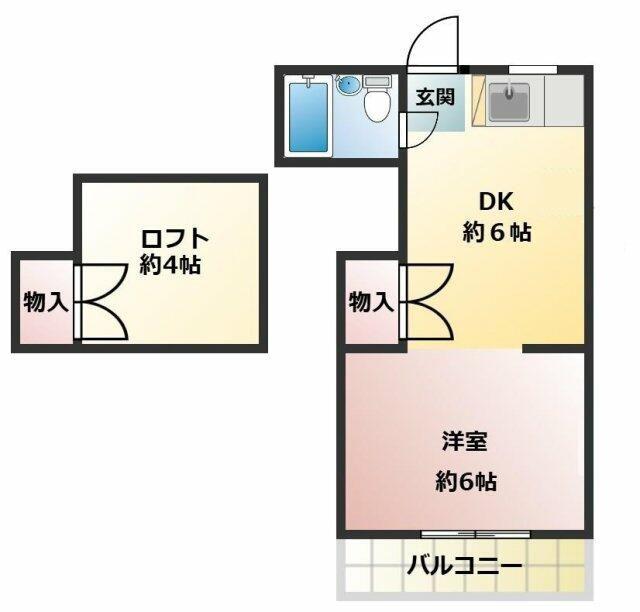 ヴェルディー弘明寺 B(1DK/1階)の間取り写真