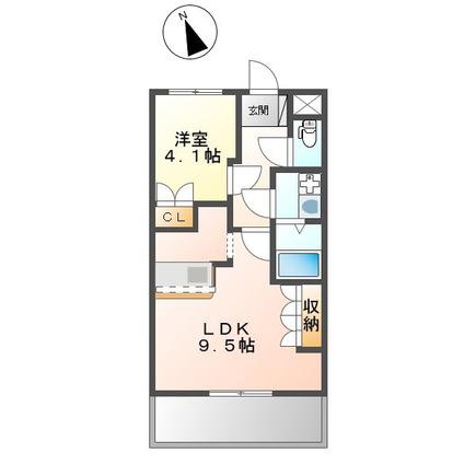 サザンクロスA(1LDK/1階)の間取り写真