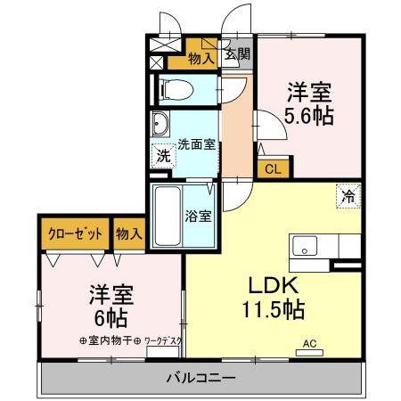メゾン・アムール壱番館(2LDK/3階)の間取り写真