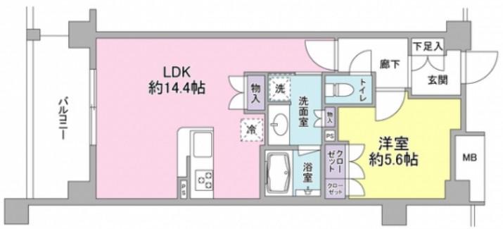 アンビエンテ経堂(1LDK/4階)の間取り写真