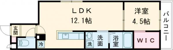 ルーチェ千歳本町(1LDK/4階)の間取り写真