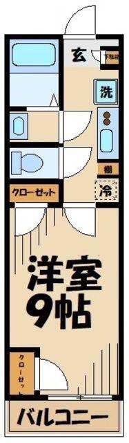 T・ヴィルヌーブVII(1K/1階)の間取り写真