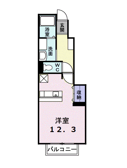 デフィ藤(ワンルーム/1階)の間取り写真