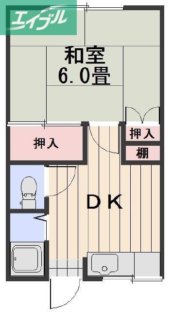 コーポジュン(1DK/2階)の間取り写真