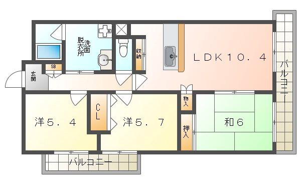 アルカ―サル星田(3LDK/2階)の間取り写真