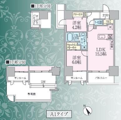 LA MAISON DU RAISIN ラ メゾン ドゥ レザン(2LDK/5階)の間取り写真