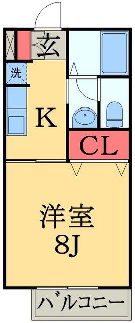 フィオーレ千城台(1K/2階)の間取り写真
