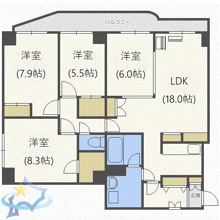 GUFO伏見(4LDK/10階)の間取り写真