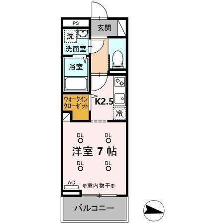 デサフィオ長町南百番館(1K/2階)の間取り写真