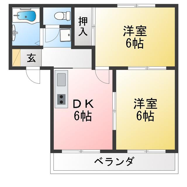 CRESCENT HOUSE(2LDK/1階)の間取り写真