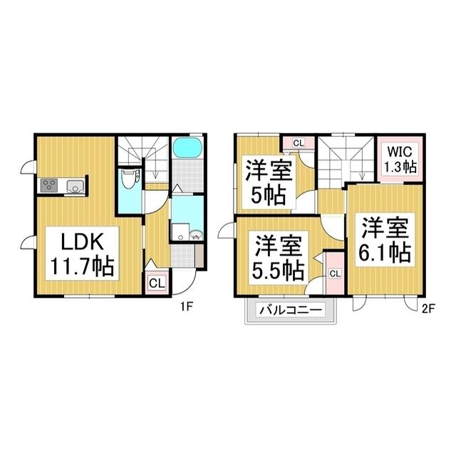 セレーノ B棟(3LDK/1階)の間取り写真