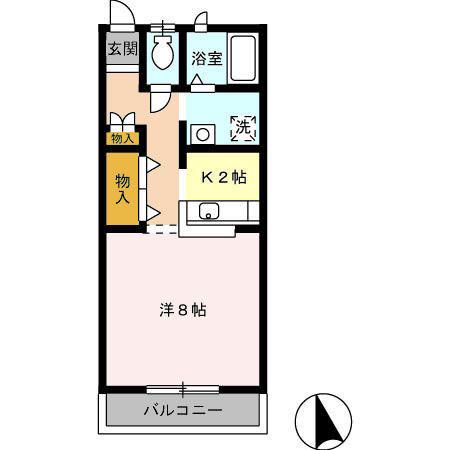 キャビンエンデバー(ワンルーム/2階)の間取り写真