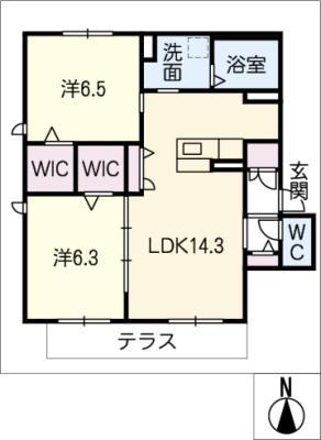 GREENAGE(2LDK/1階)の間取り写真