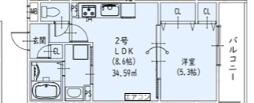 ピレーネ北条V(1LDK/3階)の間取り写真