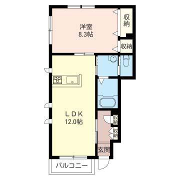 コン グラツィア(1LDK/1階)の間取り写真
