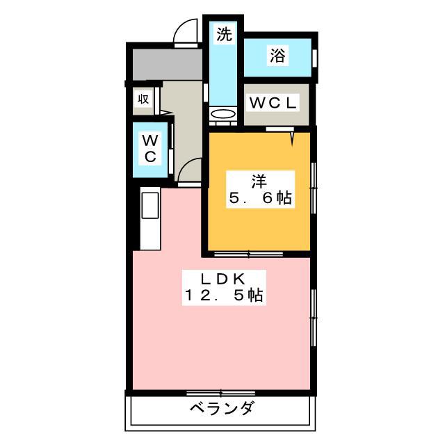 HABITARE更紗(1LDK/3階)の間取り写真