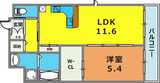 グレイスガーデン(1LDK/4階)の間取り写真