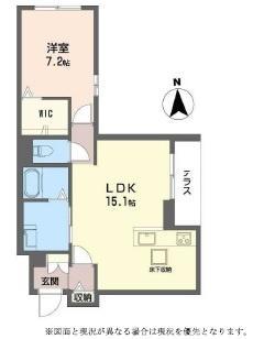 シャーメゾン アプローズM(1LDK/1階)の間取り写真