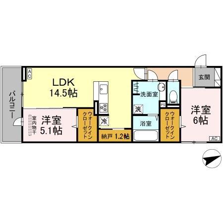 D-ROOM西熊本駅II(2SLDK/3階)の間取り写真