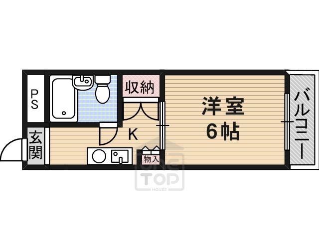 ハッピーハイツ(1K/4階)の間取り写真