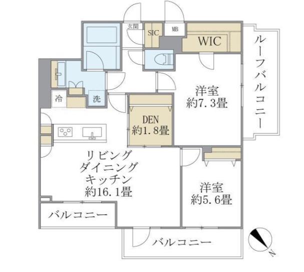 ラペルラ目黒東山II(2LDK/3階)の間取り写真