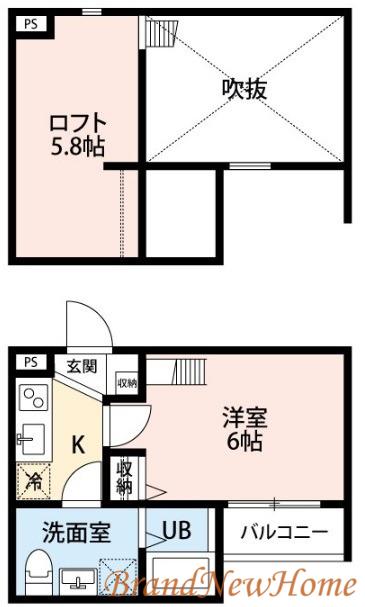 CASA FIORE(1K/1階)の間取り写真