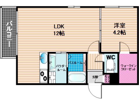 サニーガーデン那珂川(1LDK/3階)の間取り写真