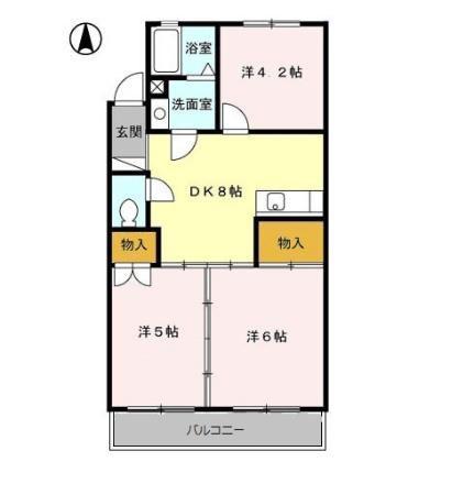 東校グリーンハイツ(3DK/3階)の間取り写真
