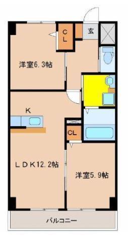 シーテラス(2LDK/5階)の間取り写真