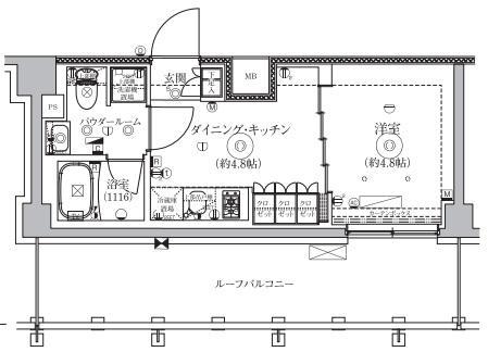 元宮1丁目M(1DK/5階)の間取り写真