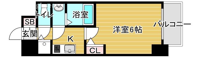 エスリード京橋グレイス(1K/4階)の間取り写真