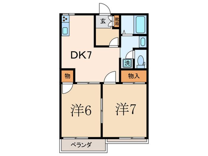 タマミハイツII(2DK/1階)の間取り写真