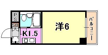 ライオンズマンション三宮(ワンルーム/12階)の間取り写真
