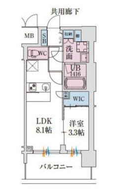 スプランディッド堺東DUE(1LDK/14階)の間取り写真
